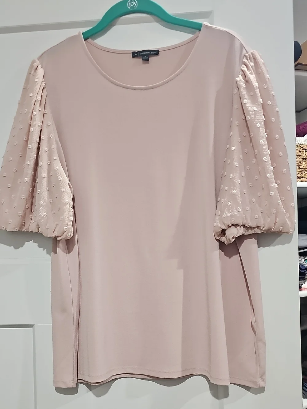 Adrianna Papell Blush Pink Puff Sleeve Blouse - Picture 1 of 4